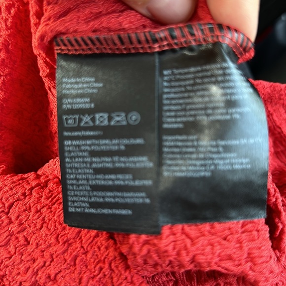 H&M Textured Jersey Top in red, Size S - Picture 7 of 9